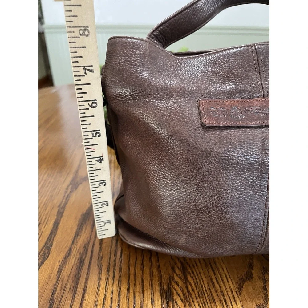 Vintage Fossil 1954 Pebbled Brown Leather Crossbody Shoulder Bag Purse